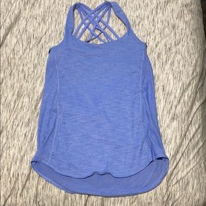 Lululemon cowl back bra tank blue size 8